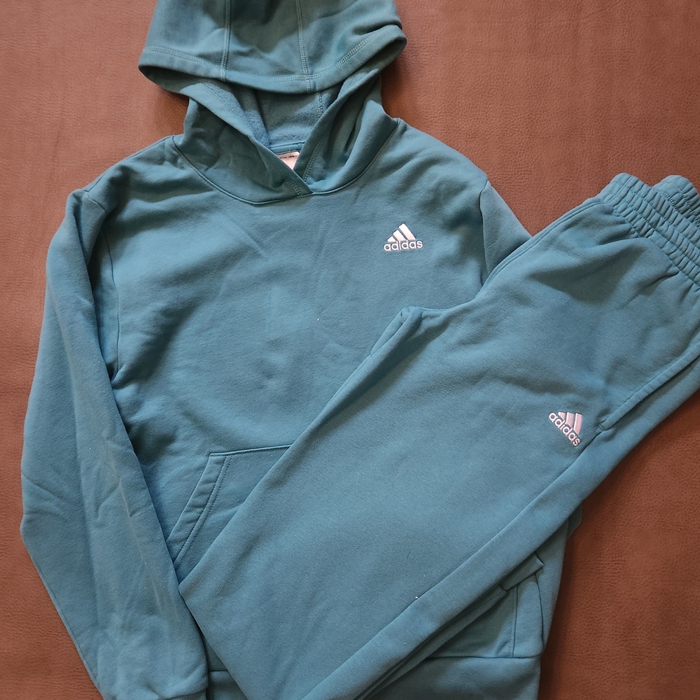 Adidas Boys Big Kid Teal Hoodie and Joggers Set, XL